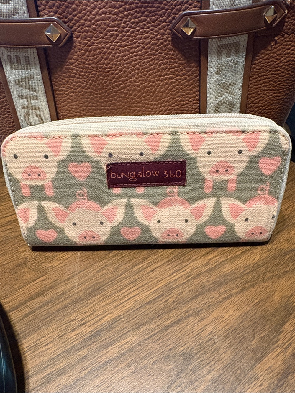 bungalow 360 Pink and Cream Piglet Pattern Kids Bib